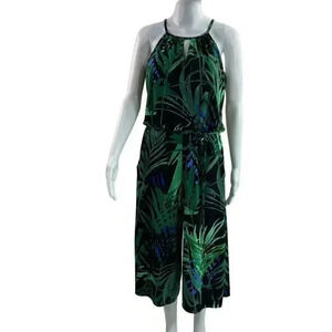 London Times Jumpsuit Romper 6 Tropical Botanical Palm Print Beach Vacation